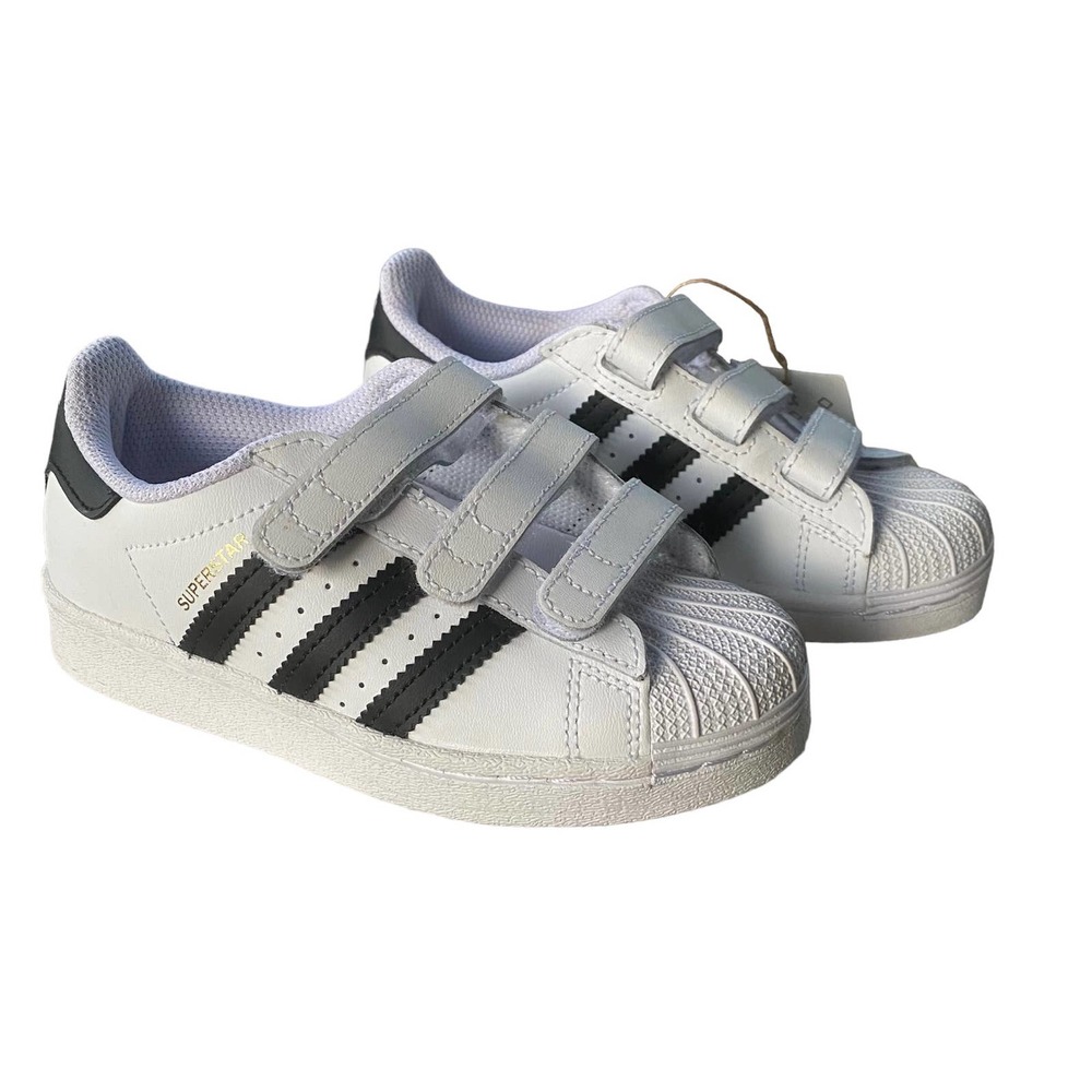 Adidas Superstar CF 3 Straps Sneakers White Black Unisex Kids Size 11.5 NWT - Picture 1 of 7
